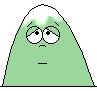 Green cartoon character with white snow-capped top, showing multiple facial expressions including neutral, surprised, and sad states.