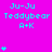 A bright pink background displays repeated cyan text and symbols in a pattern, with a gray rectangle in the bottom-right corner