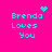 Cyan text 'Brenda Loves You' on bright pink background with four distinct animation variations showing different pixelated symbols above the name.