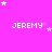 Pixelated text 'JEREMY' repeated across a bright pink background with scattered white stars, some of which shift position between frames.