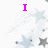 Pixelated image with pink text 'I LOVE YOU' over light blue and gray stars on white background.