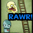 Pixelated animation of a yellow cartoon head and blue character near a wooden ladder with text overlays.