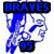 Blue and white pixelated icon with 'BRAVES' text at top, abstract blue shapes below, and '95' in bottom right corner.
