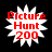 Four identical red text icons on white starburst shapes against black background, each reading Picture Hunt 200.