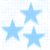 Light blue pixelated stars and a bunny holding hearts on white background.
