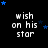 Black background with white text 'wish on his star' repeated in a , blue stars scattered around each instance of the text