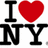 Three identical 'I ❤️ NY' text arrangements stacked vertically with red hearts replacing the word 'love', black lettering on white background, and a gray rectangle partially obscuring the right side of the bottom arrangement.