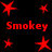 Red star-shaped icons and "Smokey" text on black background, with multiple star sizes and positions across the frame.