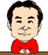 Cartoon avatar with black hair, red shirt, and crossed arms showing two facial expressions against white background.