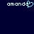 Pixelated text 'amanda' with a cyan heart symbol replacing the 'a' in the left instance, displayed on a dark blue background.