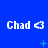 Blue background with repeated white text 'Chad' and a pixelated heart symbol, featuring small cyan plus signs and X shapes scattered across the frame.