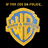 Warner Bros. shield logo with blue and yellow colors, surrounded by orange pixelated text on a black background.