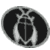 A circular icon with a black background and white skeletal design, viewed from multiple angles including front, side, and rotated positions.