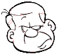 Two cartoon-style character head illustrations side-by-side on a gray background, each with rounded ears and sparse hair strands.