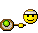 Animated pixel art contact sheet showing a tennis-themed icon with yellow smiley character, brown racket, green ball, and white headband across 8 frames.
