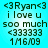 Pixelated text on cyan background reads '<3Ryan<3 i love u soo much <33333 1/16/09' with two identical copies side-by-side.
