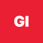 Red background with white pixelated 'GI' text centered in the frame.