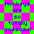 Pixelated text 'Monkeys are so totally awesome!' repeated on a green and pink checkered background with shifting diamond patterns.