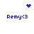 Blue pixelated heart icon above four instances of 'Remy<3' text with varying dot patterns between them.