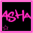 Two side-by-side pixelated images with black backgrounds, pink borders, and stylized 'ASH' text in bright pink with a star symbol below.