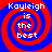 Four identical spiral patterns with red and blue concentric rings, each containing white text reading "Kayleigh is the best" in a pixelated font.