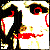 Six- shows a pale, masked figure with red lips and black hair; top displays three variations of the face while bottom includes text elements