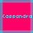 Two identical pixelated display 'Cassondra' text on bright pink backgrounds with cyan and gray lines