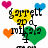 Pixelated heart-themed animation with yellow, green, orange, pink, and blue hearts surrounding black text that changes across frames.