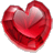 A static red heart-shaped icon with gradient shading and subtle highlights, set against a light gray background.
