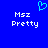 Blue background with white pixelated text 'MsZ Pretty' on both sides and a cyan pixelated heart symbol above center.