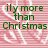 Green pixelated text on a pink striped background with white floral patterns, displaying phrases like 'ily more than Christmas' and 'just kidding! lol <3'.
