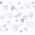 Pixelated image of a person with dark hair in multiple poses and backgrounds including hearts, text overlays, and name tags.