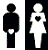 Two pixelated human figures: one black silhouette with white heart on back, one white figure with black heart on chest against dark dotted background.