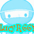 Pixelated cartoon character with blue helmet and white visor, pink character with red mouth, and black-haired figure with green text overlay.