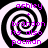Four identical spiral patterns with black and white swirls, each containing purple text reading 'ashley', '+', 'brandon', 'its also', 'pacman' in a