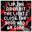 identical pixelated text with red and black background, each displaying the phrase "FLIP THE SIREN HIT THE LIGHTS CLOSE THE WINDOW AND I OH GONE" in white block letters
