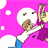 Animated contact sheet of a cartoon character lifting another figure against a pink background with white clouds and text "Let's Shake It Up, Baby".