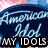 Six celebrity headshots arranged in a with text labels below each, featuring American Idol branding on the top-left image
