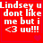 Red background with white pixelated text reading "Lindsey u dont like me but i <3 uu!!!" and small red heart symbols.