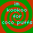 Four identical display a green and red spiral background with cyan text reading 'im kookoo for coco puffs' in pixelated font