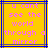 Yellow background with pink pixelated text reading "u cant see the world through a mirror" inside blue and purple lines