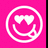 Pixelated pink icon with white smiley face wearing heart-shaped sunglasses, text "They Call me..." and "Dee! <3" on pink and gray backgrounds.