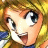 A split-screen animated buddy icon featuring a pixelated anime-style character on the left and stylized text on the right against a black background.