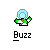 Pixel art icon of Buzz Lightyear with a blue helmet and green-and-white suit, next to 'Toy Story' text on red background.