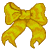 A static contact sheet showing two frames of a yellow bow icon on the left and green text logo on the right against gray background.