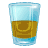 Static pixel art icon of a glass filled with amber liquid against white background.