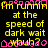 Yellow text on black background reads 'I'm runnin at the speed of dark wait whuh?' with pink pixelated symbols, repeated in a pattern