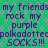 Green background with pink circular patterns and purple text repeating 'my friends rock my purple polkadotte polkadotte socks!!!' in a pixelated style.
