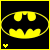 Six yellow Batman symbols in a , each with subtle variations in the bat's wings and cowl shape against black backgrounds