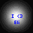 Four circular icons display blue text 'I <3 Eli' on a gradient background with varying brightness levels.